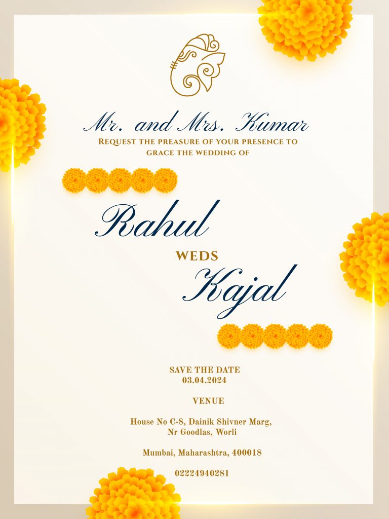 Traditional wedding card invite design by Swastika films.